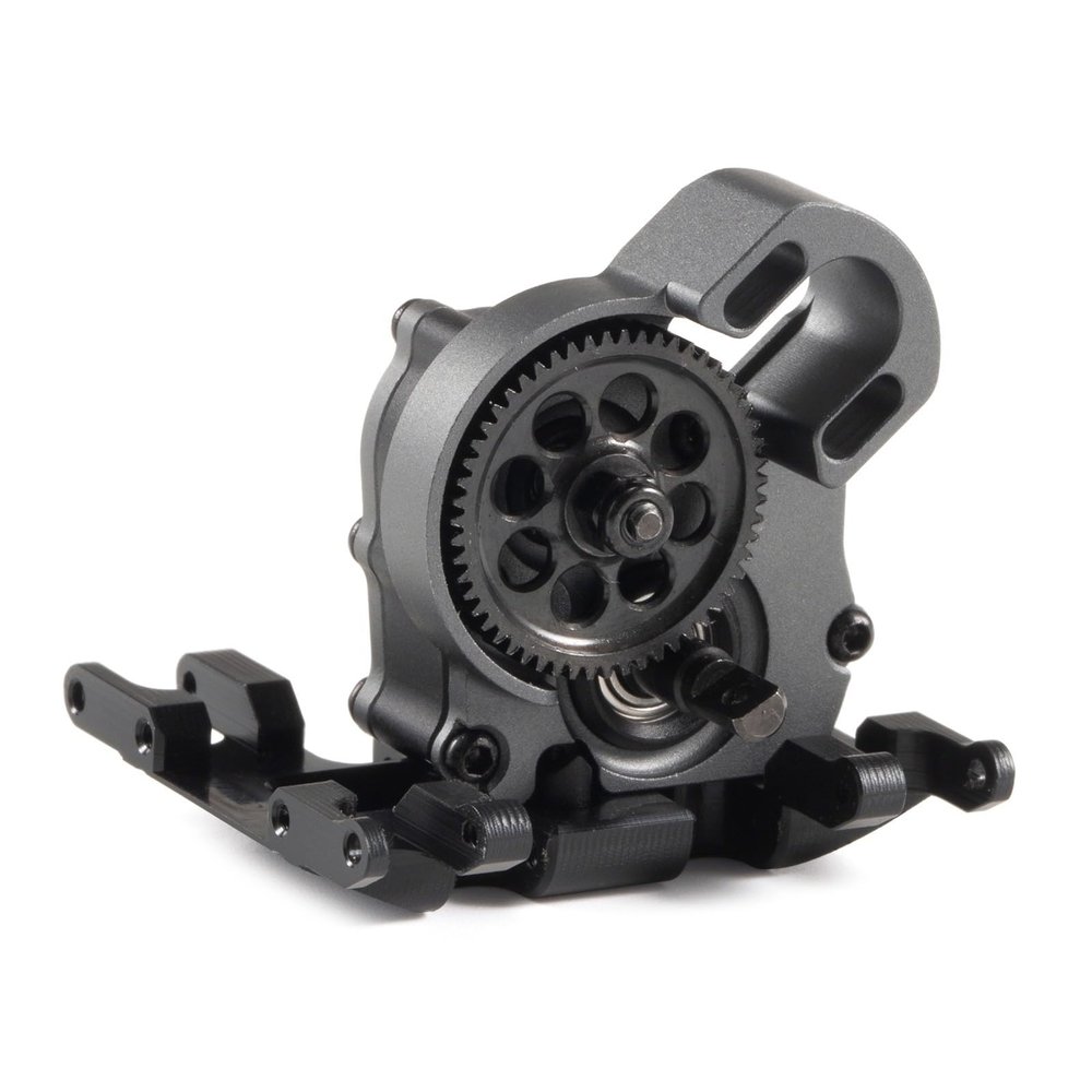 Aluminum MR24 Transmission Gearbox 21% OD Transmission with Delrin Skid for 1/24 SCX24 Custom Build RC Crawler Upgrade (Gray)