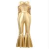 Agoky Kids Girls Metallic Jumpsuit Bell Bottom Pants 70s Disco Party Outfit Halter Neck Fringe Tassel Dance Bodysuit Gold 10 Years view 3
