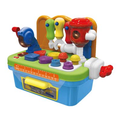 FytStycale Workbench Toys Musical Learning Workbench Workbench Toy Construction Workbench Toy Interactive Tool Bench Toy with Shape Sorter Tool and Life, Light Blue