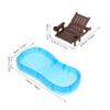 2 Sets 1:12 Scale Miniature Swimming Pool Dollhouse Accessories, Folding Beach Chairs Umbrellas Swim Rings, Summer Fairy Garden DIY Decor view 4