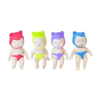 14cm/5.51in Cute Soft Big Doll Squeeze Toy Office Stretch Anxiety Stress Relief Sensory Toy Attract of Delicate Cute Sand Squishy Toys (Random Clothes White)