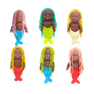 14cm/5.51in Cute Soft Big Doll Squeeze Toy Office Stretch Anxiety Stress Relief Sensory Toy Attract of Delicate Cute Sand Squishy Toys (Random Tail Black)