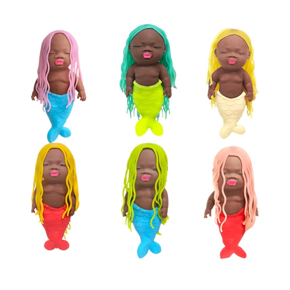 14cm/5.51in Cute Soft Big Doll Squeeze Toy Office Stretch Anxiety Stress Relief Sensory Toy Attract of Delicate Cute Sand Squishy Toys (Random Tail Black)