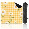 31.5" x 31.5" Mahjong Mat for Table with Carrying Bag White Daisy Flowers Yellow Gingham Non-Slip Noise-Reducing Game Mat Mahjong Accessories for Poker Dominoes Board Games view 1