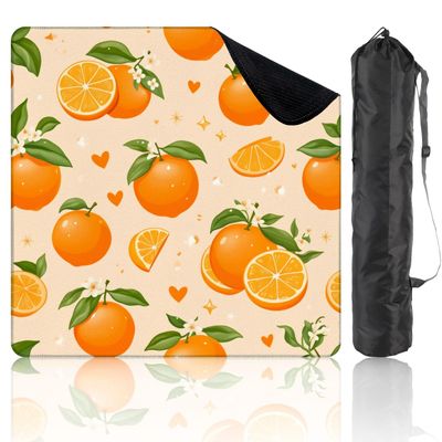 31.5" x 31.5" Mahjong Mat for Table with Carrying Bag Seamless Orange Fruit Slices Leaves Blossoms Light Non-Slip Noise-Reducing Game Mat Mahjong Accessories for Poker Dominoes Board Games