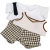 40cm Plush Doll Clothes Set, 4 PCS Uniform Outfit for Stuffed Dolls,Doll Clothes with Shirt Vest Tie and Pants, Preppy Dress Up Clothes for Plush Dolls (Beige,40cm) view 1