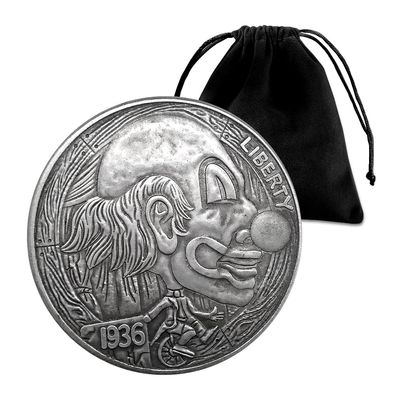 1936 Clown Riding Unicycle Hobo Coin Pendant Pouch - US Liberty Eagle Novelty Coin Lucky Coin Morgan Coin Challenge Coin Jewelry Bag