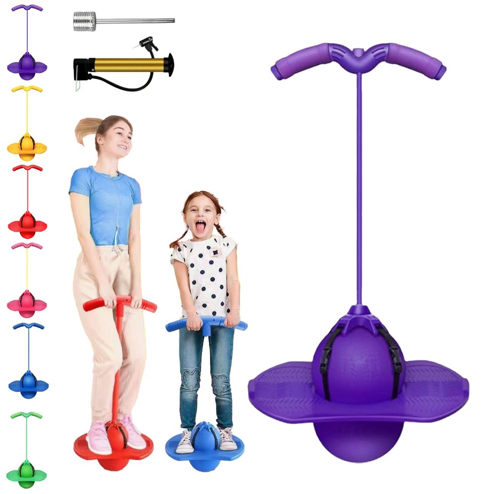 Balance Jumping Ball with Handle and Ball Pump,2026 Upgraded Jumping Balance Ball,Bouncing Balls for Indoor & Outdoor Fun, Perfect for Balance, Coordination and Fitness (purple)
