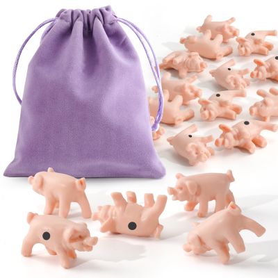 30Pcs Mini Pig Dice Game Set with Markings, Storage Bag, No Scorecard