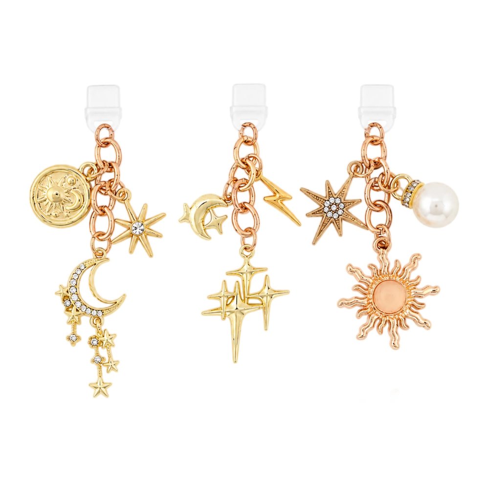 LuneClat Dust Plug Charm Mystical Sun Moon Alloy Chain for Kindle E-Reader