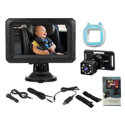 ToysCentral Basics Baby Car Camera 1080P Rear Facing Monitor with Night Vision for Newborn Infant Safety, 360 Rotation, Wide View Angle for Car Travel
