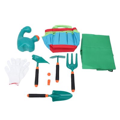 SPYMINNPOO Kids Gardening Set, ABS Gardening Tools with 4 Sand Digging Tools Watering Can Apron Gloves Storage Bag, for Outdoor Learning Camping Picnics