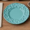KiBcsLic Miniature Dish Plates Realistic Design Rock Pattern Toy Plate Alloy Construction Textured Dollhouse Dish for Hobbyists, Blue, 37-4mm view 2