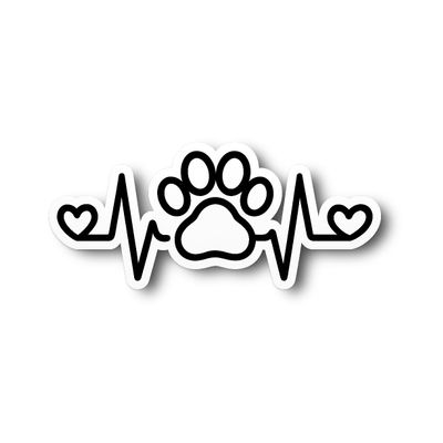 Dog Paw Heartbeat Vinyl Decal | Pet Lover Sticker | Animal Heart Rate Graphic | Dog Mom Decor | Cute Pet Art