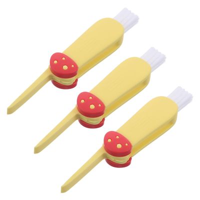 LOORGVEL 3pcs Bottle Brush Cleaner Set for Infants with Straw and Lid Detail Brushes, Yellow, Multifunctional Bottle and Nipple Cleaning Tool for Daily Feeding Hygiene