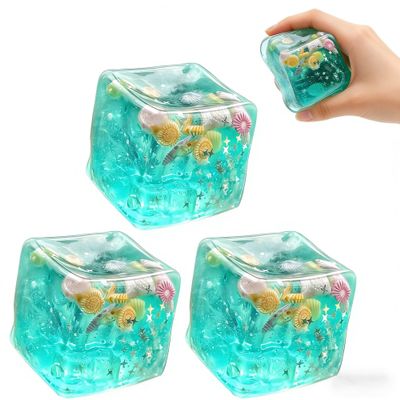 Ice Cubes Stress Balls,Ice Cubes Marine Shells Squishies Toy,Soft Slow Rise Squishy Stress Relief Sensory Toy,Soft Slow Rise Stress Relief Cube for Adults Party Office Home Use(2pcs)