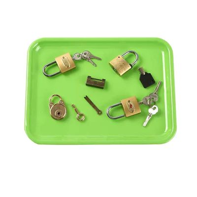 lstyty Montessori Daily Life Teaching Tools The Work of Unlocking Locks 5-Piece Imitation Copper Lock Home Set Educational Toy,A