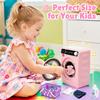Kids Toy Washing Machine, Realistic Pretend Play Appliance for Girls, Interactive Toy Dollhouse Furniture, Play Washer and Dryer Playset with Spinning Drum (Pink) view 3