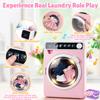 Kids Toy Washing Machine, Realistic Pretend Play Appliance for Girls, Interactive Toy Dollhouse Furniture, Play Washer and Dryer Playset with Spinning Drum (Pink) view 4