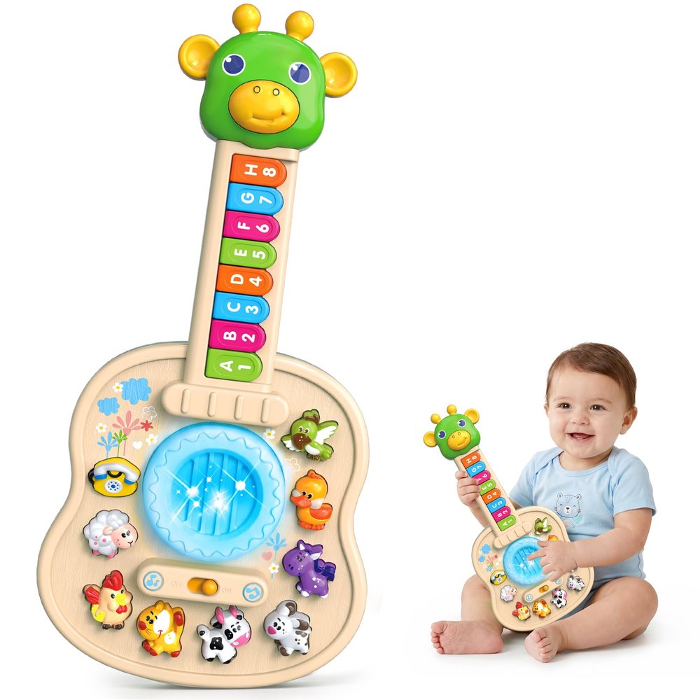 Musical Giraffe Guitar Baby Piano Toys for Toddlers 1-3 with Music & Light