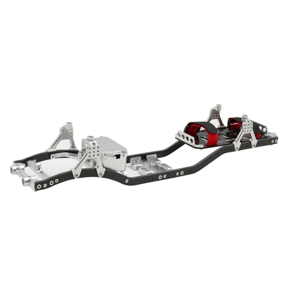 1/10 RC Crawler Carbon Fiber Girder 4MM CNC Metal Car Chassis Frame Body Kit Parts for Axial SCX10 II Rock Off Road Truck(Silver)