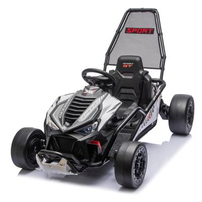 24V 400W Electric Drift Go Kart for Kids 6-12 Crazy Ride On Car with Protective Roll Cage 5-Point Safety Harness Rear Suspension EVA Front Tires 5-7.5MPH Speed Music & Bluetooth Drift Mode (Black)