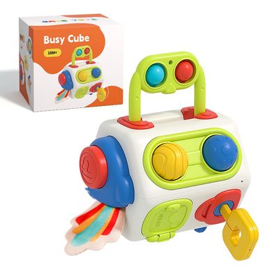 Vamotto Busy Cube Montessori Sensory Activity Board for Toddlers 1 Year Old