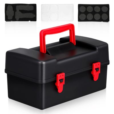 Veemoon Battling Top Storage Case, Black Plastic Gyro Organizer Box, Spinning Toys Burst Launcher Container Empty Travel Carrier Kids Children Boys Battle Game