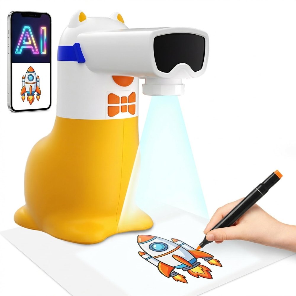 BrightBuddies Kids AI Drawing Projector, Smart Educational Arts & Crafts Toy with Image Generation, Learn to Draw, Sketch, and Tacing, Birthday Gift for Boys and Girls Ages 5-12