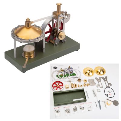 ENJOMOR Steam Engine Model, DIY Assembly Steam Engine Kit Retro Vertical Engine Model with Spherical Boiler Support and Additional Load, Unique Gift for Hobbyists