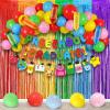 35 Pcs Preschool Graduation Decorations Pre-k Graduation Ceremony Photo Prop Backdrop 10 ft Graduate Banner Honeycomb Crayon Pencil Rainbow Balloon Foil Fringe Curtain for Kindergarten Classroom Party view 1