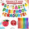 35 Pcs Preschool Graduation Decorations Pre-k Graduation Ceremony Photo Prop Backdrop 10 ft Graduate Banner Honeycomb Crayon Pencil Rainbow Balloon Foil Fringe Curtain for Kindergarten Classroom Party view 2