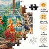 Jigsaw Puzzles for Adults 1000 Pieces - Curious Cats Watching Fish Scene Challenging Puzzles with High Definition Artwork, Relaxing Family Game Night Gift view 3