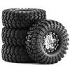1.3" Pre-Assembled Beadlock Wheels and Tires 70mm (2.75in) for SCX24 TRX4M 1/18 1/24 RC Crawlers Aluminum Rims, Soft Rubber Tires with Foam Inserts, Easy-Install Upgrade Parts (Silver) view 1