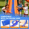 TAEMVV 15 Ft Dual Flexible Race Track for Kids, DIY Ramps Car Track Set with 2 Toy Cars Compatible with Hot Wheels 1/64 Diecast Cars, Reinforced Suction Cup for Boys Girls 3+, Blue Pro view 2