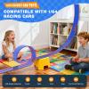 TAEMVV 15 Ft Dual Flexible Race Track for Kids, DIY Ramps Car Track Set with 2 Toy Cars Compatible with Hot Wheels 1/64 Diecast Cars, Reinforced Suction Cup for Boys Girls 3+, Blue Pro view 4
