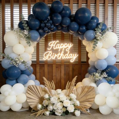 101Pcs Navy Blue White Balloon Arch Garland Kit, 10/5 Inch Matte Latex Balloons for Boy Baby Shower Birthday Wedding Bridal Shower Bachelorette Graduation Party Decorations