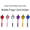 Middle Finger Tap, Credit Card Wand Tap to Pay, Magic Wand Credit Card Holder, Credit Card Skin Funny, Middle Finger Gifts, Novelty Gag Gift, Office Desk Accessories, Humor Desktop Decor (Purple) view 2
