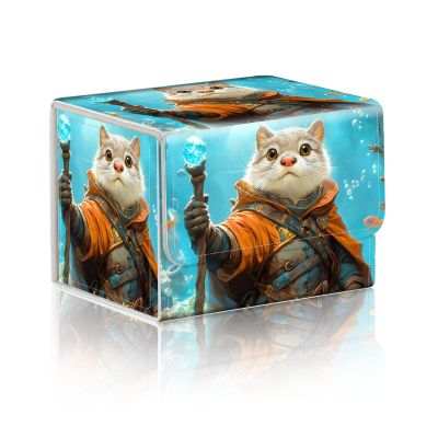 DISUOFEART Trading Card Storage Box, Holds 100+ for MTG Cards, PU Leather with Magnetic Closure, Underwater Cat Wizard Fantasy Durable Deck Box for Magic the Gathering, Trading Card Games