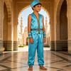 Boys' Arabian Costume Set - One-Piece Jumpsuit, Matching Hat & Wristbands, Kids Fantasy Dress Up Outfit (10-11Y) view 2