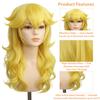 FOVER 7PCS Kids Blonde Princess Wig for Girls Costume Cosplay Long Wavy Wig with Crown Wand Necklace Ear Clips Gloves Wig Cap | Thick Full Hair, Pre-cut Bangs for Halloween Birthday Party FE049 view 4