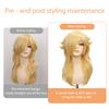 FOVER 6PCS Blonde Princess Wig for Girls Costume Cosplay Long Wavy Wig with Crown Wand Brooch Earrings Wig Cap | Thick Full Hair, Pre-cut Bangs, Secure Fit for Halloween Birthday Party FE052 view 2