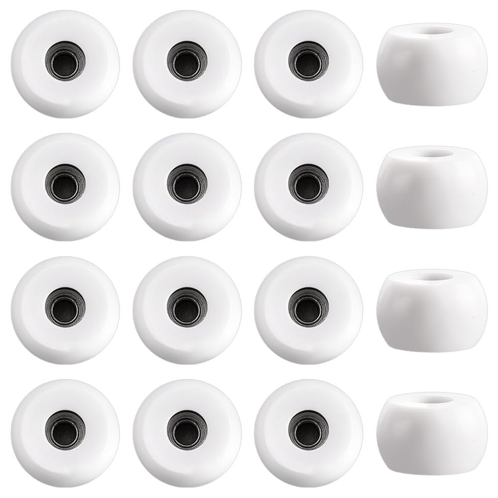 WADORN 16Pcs Pro Fingerboard Wheels, 7.5x4.5mm White Indoor Outdoor Fingerboard Bearing Wheels for Professional Beginner Fingerboarding Beginners Sports Use All Skill Levels
