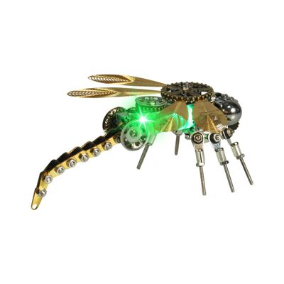 3D Metal Puzzle for Adults, Mechanical DIY Dragonfly Model Kit with LED Night Light, Color Changing Articulated Assembly Display for Desk Decor (260PCS+)