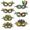 7Pcs Mardi Gras Eyes Mask,Full Color Half Face Carnival Favors Mask,Women Men Masquerade Sequins Eyes Masks for New Orleans Parades Halloween Birthday Supplies view 1