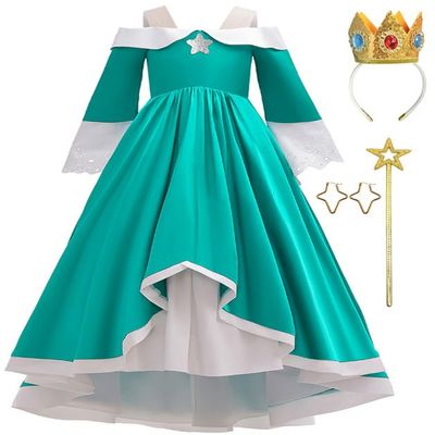 Binbo Grils Princess Rosalian Costume Dress kids Halloween Cosplay Birthday Party Outfit 9-10Y