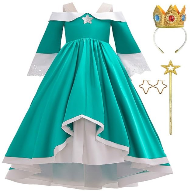 Binbo Grils Princess Rosalian Costume Dress kids Halloween Cosplay Birthday Party Outfit 9-10Y