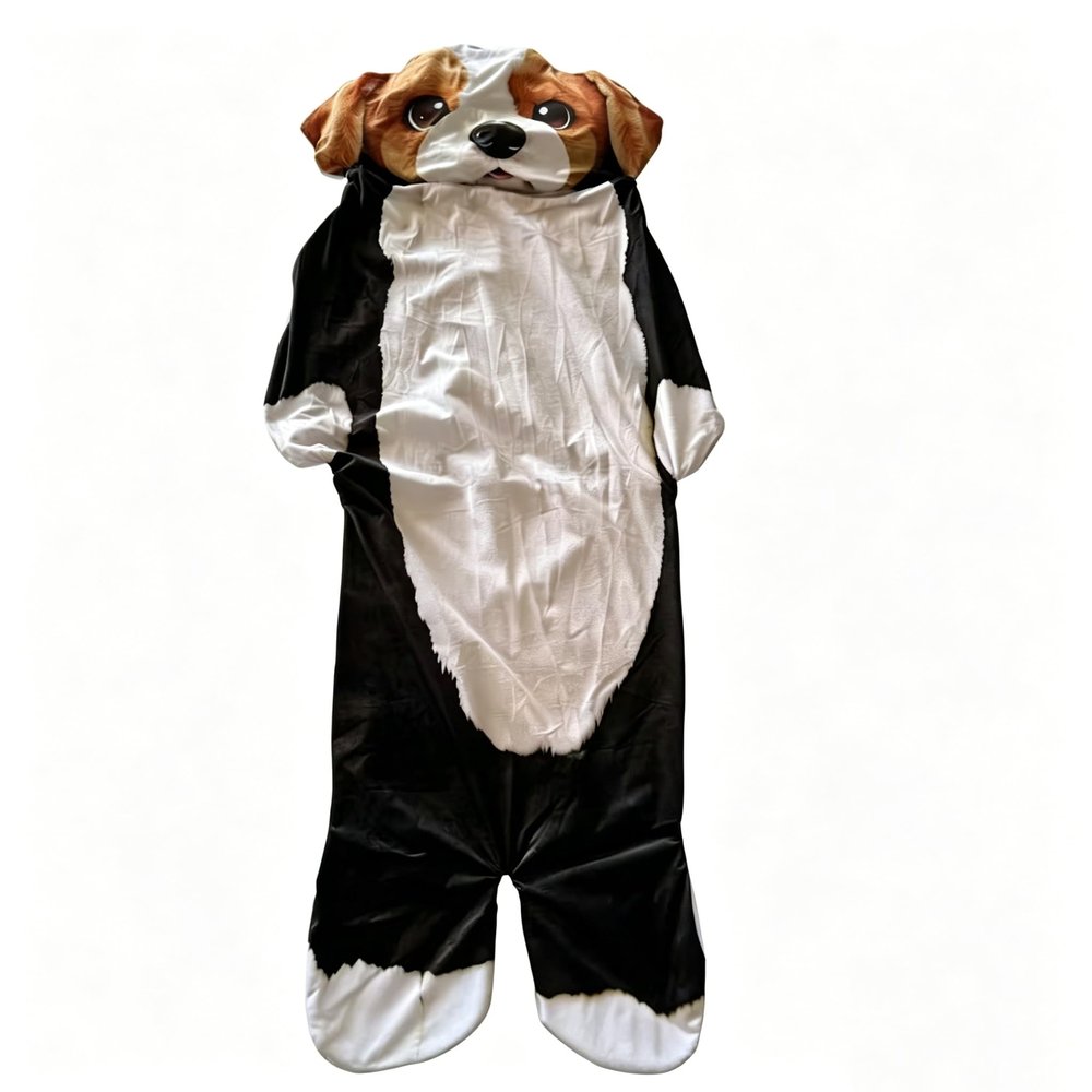 Depehelp Wearable Sleeping Bag for Adults Oversized Plush Dog Bean Bag Chair Giant Human Dog Bed Soft Flannel Stuffed Animal Mattress for Nap Movie Night Lounge (Black)