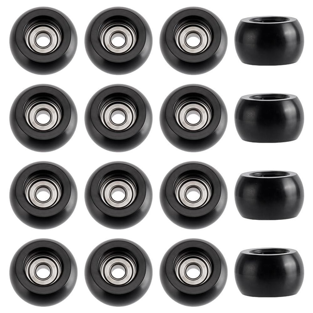 WADORN 16Pcs Pro Fingerboard Wheels, 7.5x4.5mm Black Indoor Outdoor Fingerboard Bearing Wheels for Professional Beginner Fingerboarding Beginners Sports Use All Skill Levels