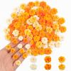100 Pieces Tiny Peony for Craft Dollhouse Miniatures Soft Resin Flowers for Fairy Garden Micro Landscaping Decoration, Orange view 1